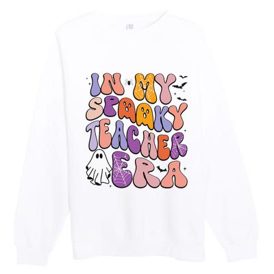 in my spooky teacher era groovy ghost teacher halloween Premium Crewneck Sweatshirt