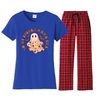 In My Spooky Mama Era Groovy Halloween Gift 2 Sided Great Gift Women's Flannel Pajama Set