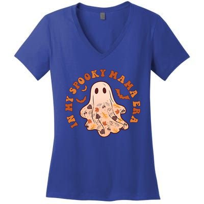 In My Spooky Mama Era Groovy Halloween Gift 2 Sided Great Gift Women's V-Neck T-Shirt