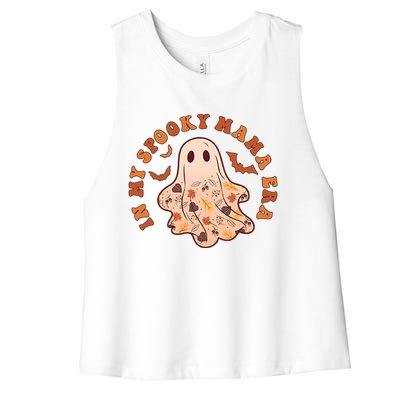 In My Spooky Mama Era Groovy Halloween Gift 2 Sided Great Gift Women's Racerback Cropped Tank