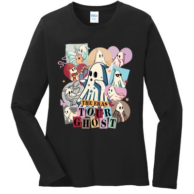 In My Spooky Era Groovy Hippie Halloween Ghost Ladies Long Sleeve Shirt