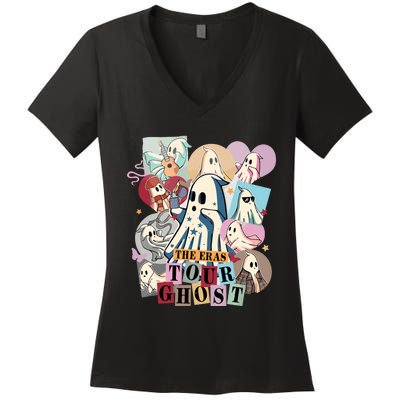 In My Spooky Era Groovy Hippie Halloween Ghost Women's V-Neck T-Shirt