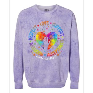 Inclusion Matters Support Autism Awareness Colorblast Crewneck Sweatshirt