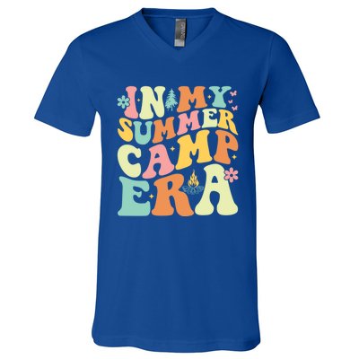 In My Summer Camp Era Retro Groovy Camper Summer Break Meaningful Gift V-Neck T-Shirt