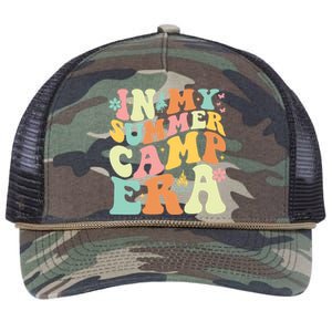 In My Summer Camp Era Retro Groovy Camper Summer Break Meaningful Gift Retro Rope Trucker Hat Cap