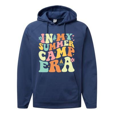 In My Summer Camp Era Retro Groovy Camper Summer Break Meaningful Gift Performance Fleece Hoodie