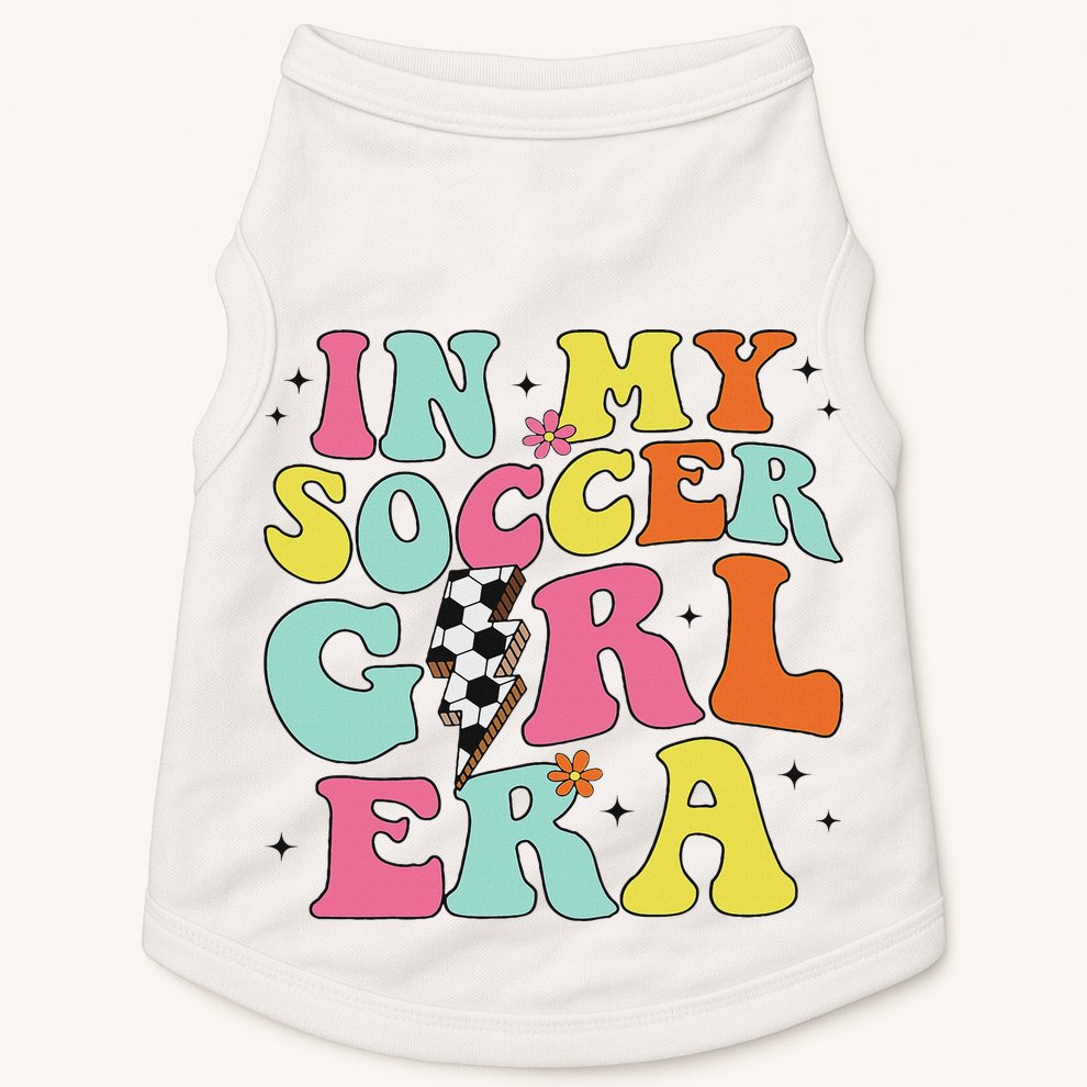 In My Soccer Girl Era Retro Groovy Soccer Girl Doggie Tank