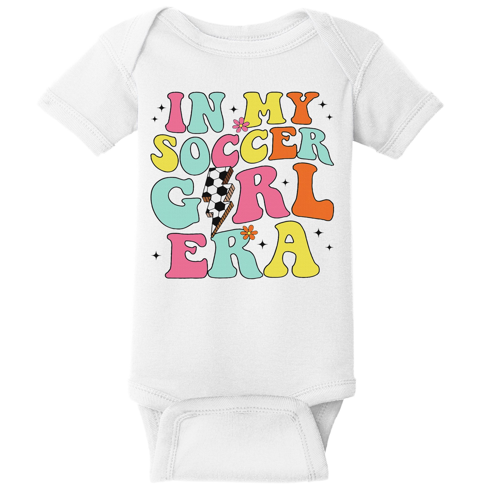 In My Soccer Girl Era Retro Groovy Soccer Girl Baby Bodysuit