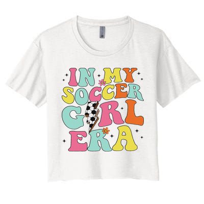 In My Soccer Girl Era Retro Groovy Soccer Girl Crop Top