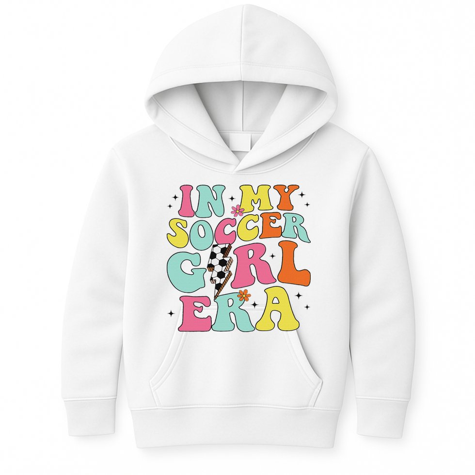 In My Soccer Girl Era Retro Groovy Soccer Girl Kids Hoodie