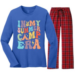 In My Summer Camp Era Retro Groovy Summer Break Gift Women's Long Sleeve Flannel Pajama Set 