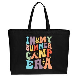 In My Summer Camp Era Retro Groovy Summer Break Gift Cotton Canvas Jumbo Tote