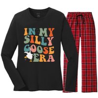 In My Silly Goose Era Funny Retro Silly Goose Women's Long Sleeve Flannel Pajama Set 