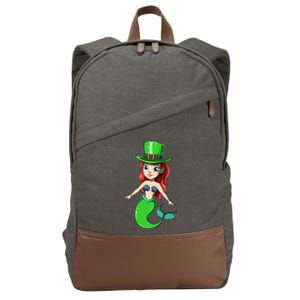 Irish Mermaid St Patrick's Day Mermaid Lucky Mermaid Themed Gift Cotton Canvas Backpack