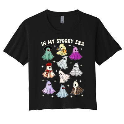 In My Spooky Era Music Lover Cute Ghost Halloween Costume Women's Crop Top Tee