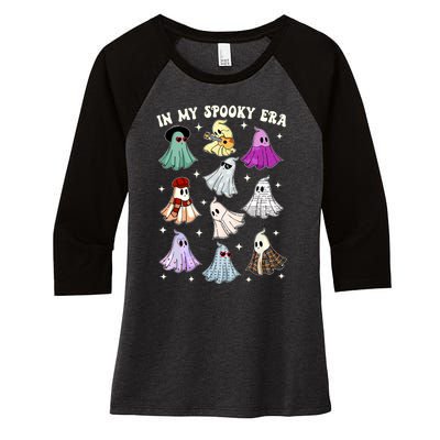 In My Spooky Era Music Lover Cute Ghost Halloween Costume Women's Tri-Blend 3/4-Sleeve Raglan Shirt