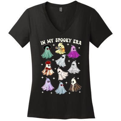 In My Spooky Era Music Lover Cute Ghost Halloween Costume Women's V-Neck T-Shirt