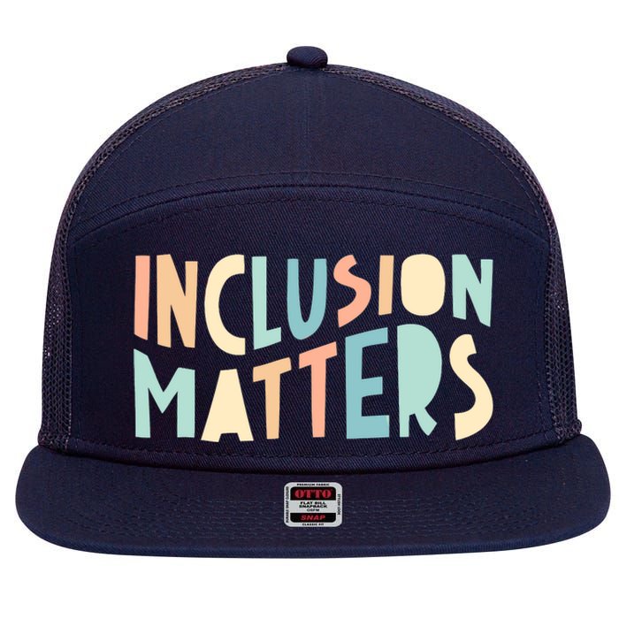 Inclusion Matters Special Education Autism Awareness Teacher 7 Panel Mesh Trucker Snapback Hat