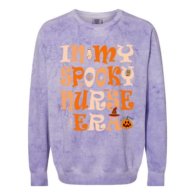 In My Spooky Nurse Era Ghost Halloween Witch Spooky Nurse Cool Gift Colorblast Crewneck Sweatshirt