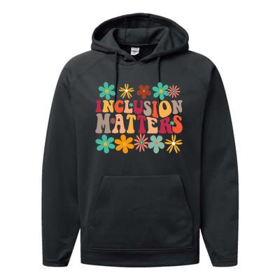 Inclusion Matters Special Ed Teacher Autism Awareness Retro Performance Fleece Hoodie