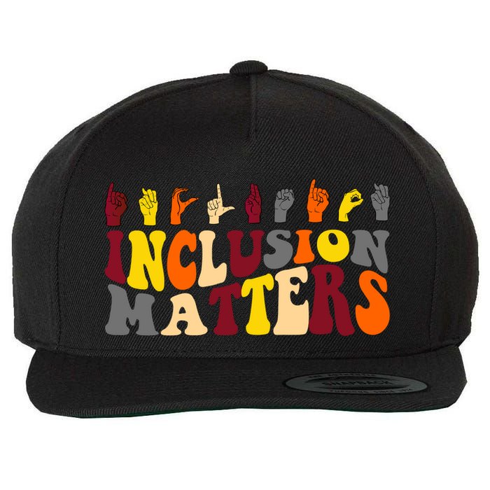 Inclusion Matters Sign Language Wool Snapback Cap