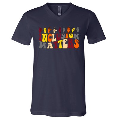 Inclusion Matters Sign Language V-Neck T-Shirt