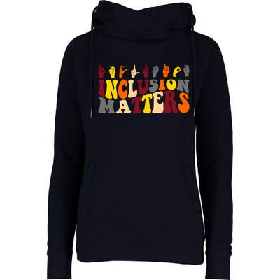 Inclusion Matters Sign Language Womens Funnel Neck Pullover Hood
