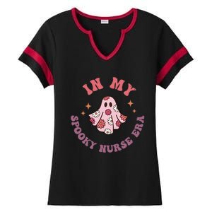 In My Spooky Nurse Era Halloween Groovy Witchy Spooky Nurse Cool Gift Ladies Halftime Notch Neck Tee