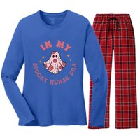 In My Spooky Nurse Era Halloween Groovy Witchy Spooky Nurse Cool Gift Women's Long Sleeve Flannel Pajama Set 