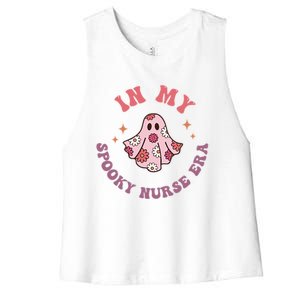 In My Spooky Nurse Era Halloween Groovy Witchy Spooky Nurse Cool Gift Women's Racerback Cropped Tank