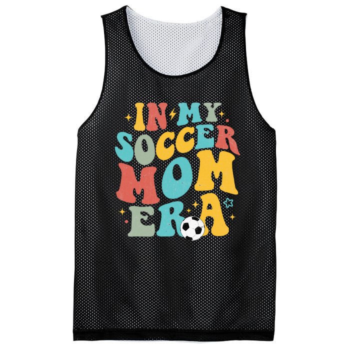 In My Soccer Mom Era Trendy Soccer Mom Funny Vintage Groovy Mesh Reversible Basketball Jersey Tank