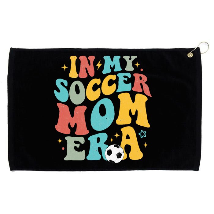 In My Soccer Mom Era Trendy Soccer Mom Funny Vintage Groovy Grommeted Golf Towel