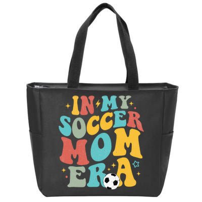 In My Soccer Mom Era Trendy Soccer Mom Funny Vintage Groovy Zip Tote Bag