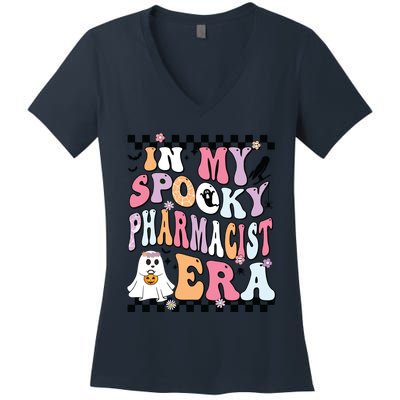 In My Spooky Pharmacist Era Halloween Spooky Ghost Groovy Women's V-Neck T-Shirt