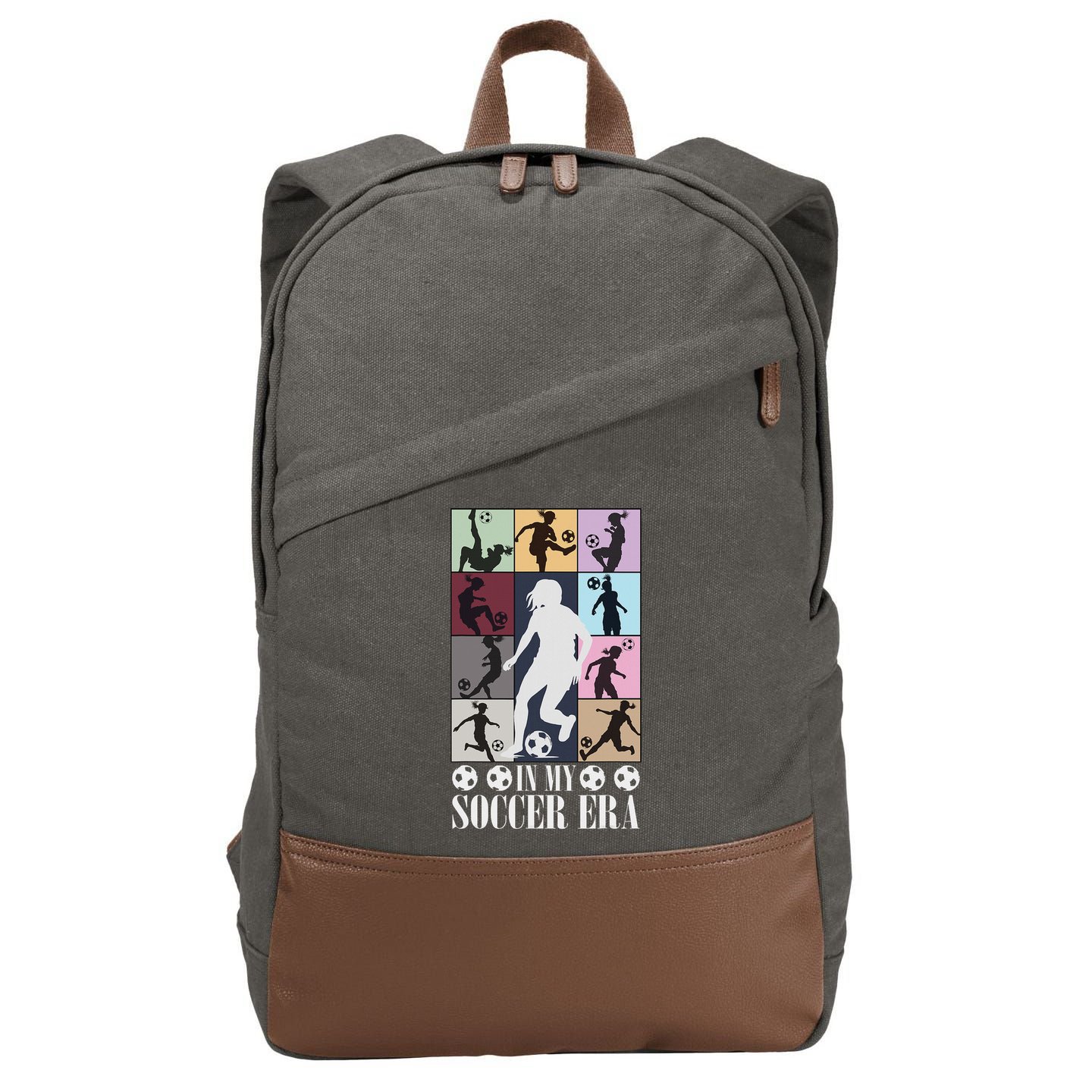 In My Soccer Era Funny Soccer Girl Player Cotton Canvas Backpack
