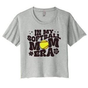 In My Softball Mom Era Softball Mama Retro Gift Women's Crop Top Tee