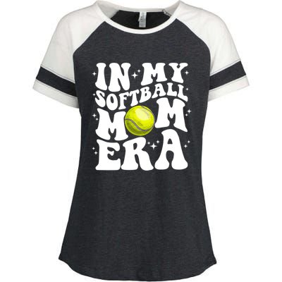 In My Softball Mom Era Retro Groovy Softball Mama Gift Enza Ladies Jersey Colorblock Tee