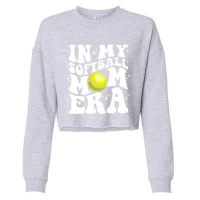 In My Softball Mom Era Retro Groovy Softball Mama Gift Cropped Pullover Crew