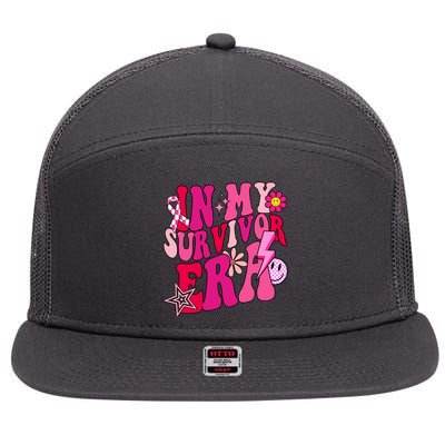 In My Survivor Era Breast Cancer Awareness 7 Panel Mesh Trucker Snapback Hat