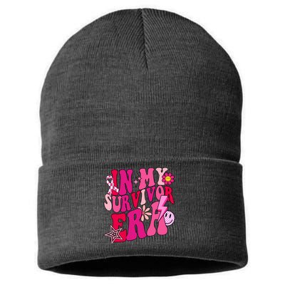 In My Survivor Era Breast Cancer Awareness Sustainable Knit Beanie