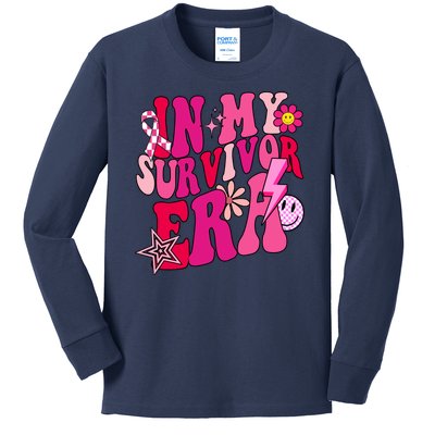 In My Survivor Era Breast Cancer Awareness Kids Long Sleeve Shirt