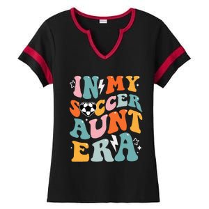 In My Soccer Aunt Era Funny Soccer Ladies Halftime Notch Neck Tee