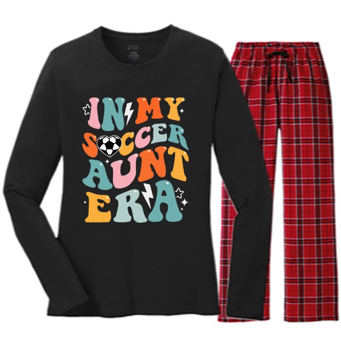 In My Soccer Aunt Era Funny Soccer Women's Long Sleeve Flannel Pajama Set 