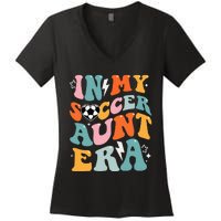 In My Soccer Aunt Era Funny Soccer Women's V-Neck T-Shirt