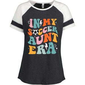 In My Soccer Aunt Era Funny Soccer Enza Ladies Jersey Colorblock Tee