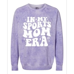 In My Sports Mom Era Groovy Sports Mama Football Basketball Gift Colorblast Crewneck Sweatshirt