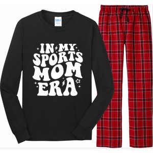 In My Sports Mom Era Groovy Sports Mama Football Basketball Gift Long Sleeve Pajama Set