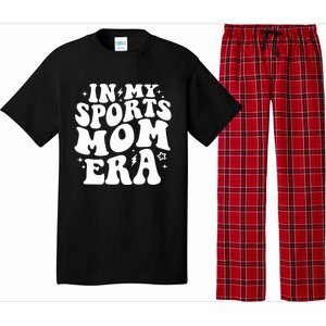 In My Sports Mom Era Groovy Sports Mama Football Basketball Gift Pajama Set