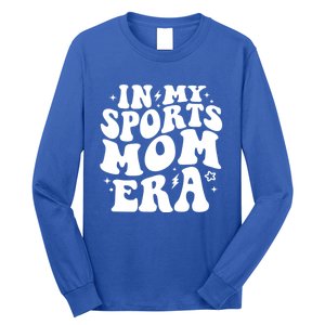 In My Sports Mom Era Groovy Sports Mama Football Basketball Gift Long Sleeve Shirt