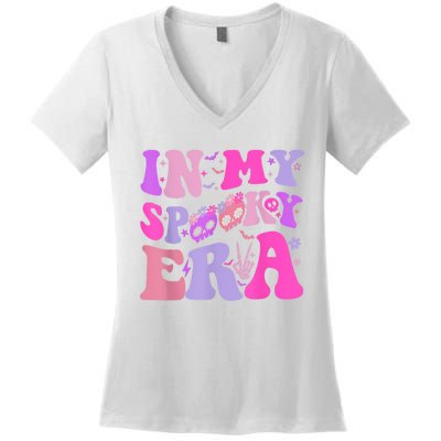 In My Spooky Era Groovy Hippie Halloween Women's V-Neck T-Shirt